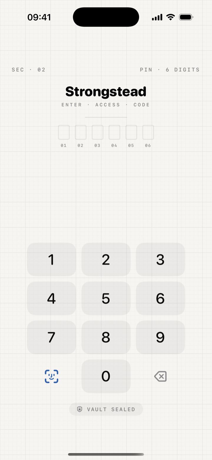 Real screenshot of the Strongstead app