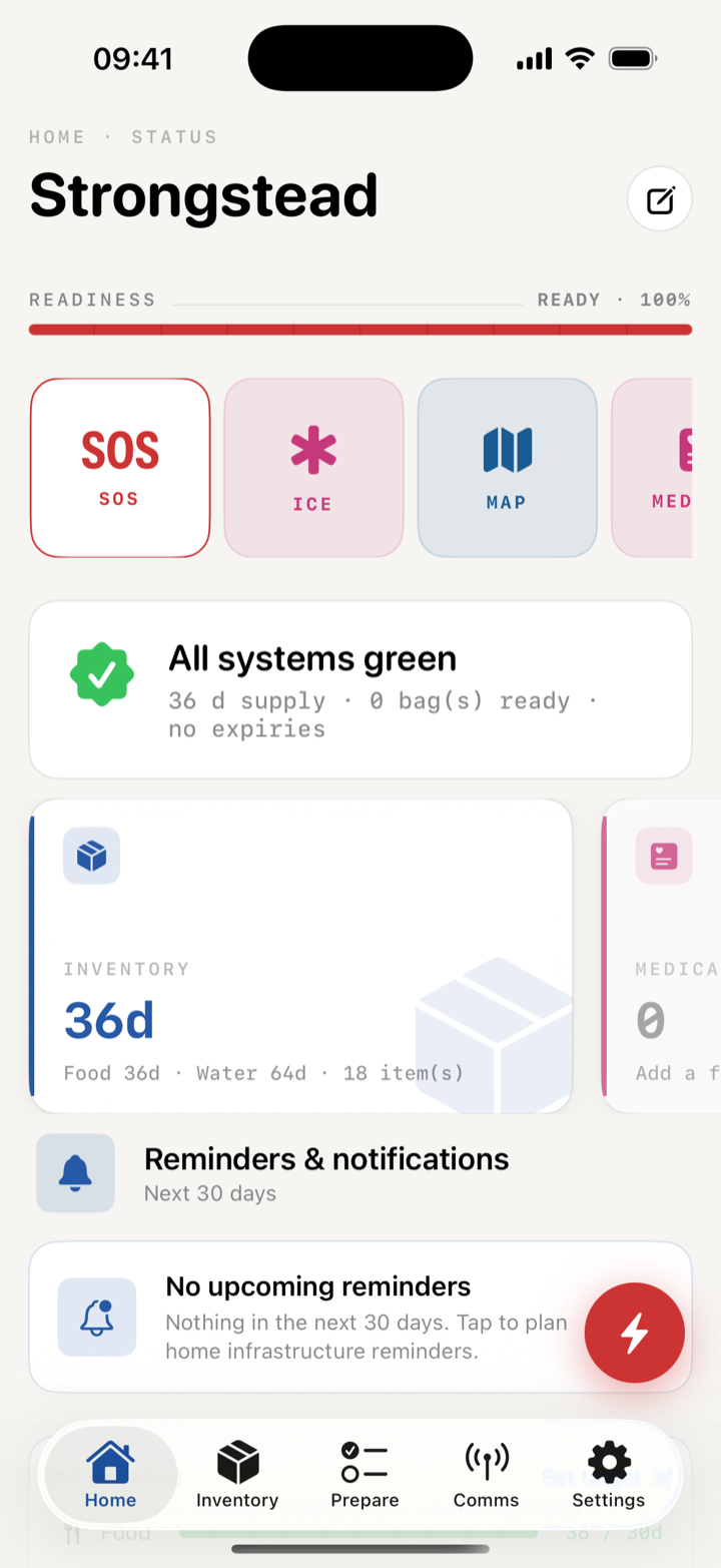Real screenshot of the Strongstead app