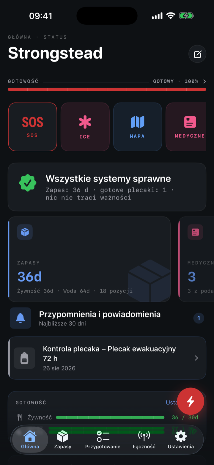 Rzeczywisty zrzut ekranu aplikacji Strongstead