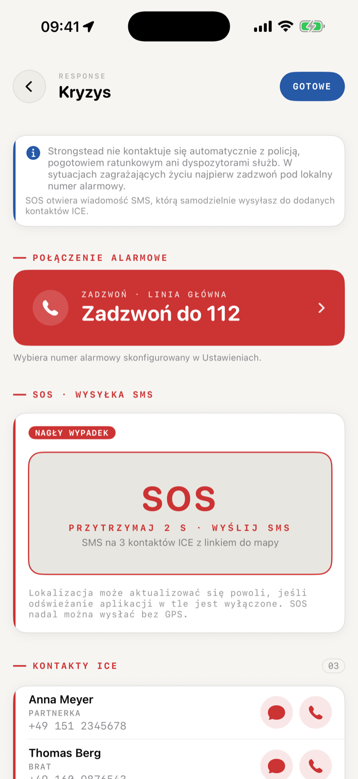 Rzeczywisty zrzut ekranu aplikacji Strongstead